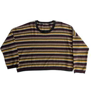 Brodie Cashmere Striped Boxy Long Sleeve Sweater - Medium Autumn Preppy Elevated